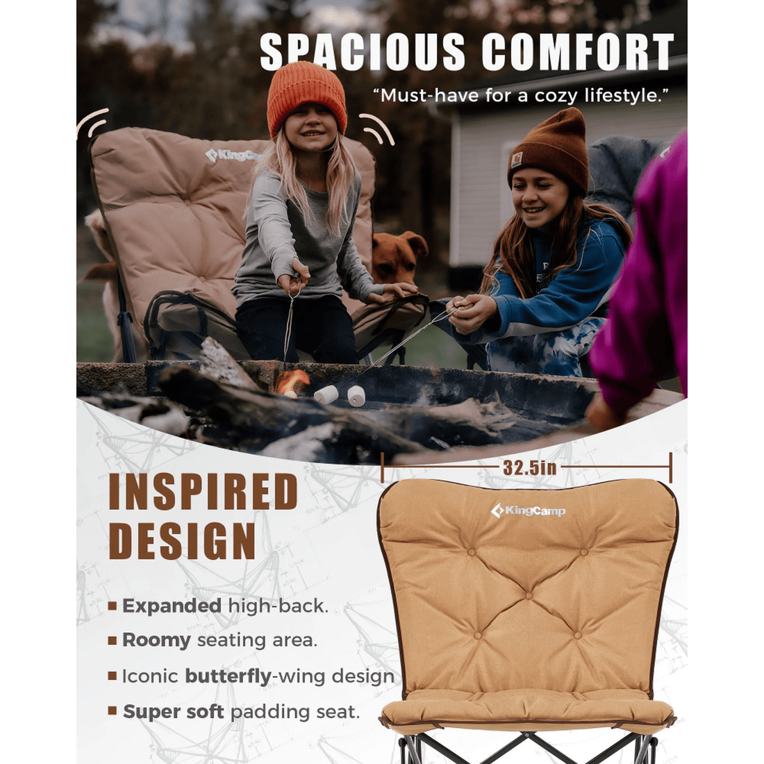 KingCamp LEMON Padded Butterfly Folding chair