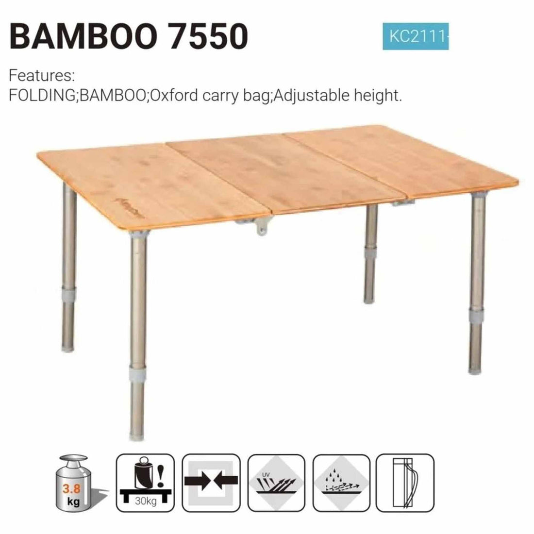 KingCamp Folding 3 section Bamboo table