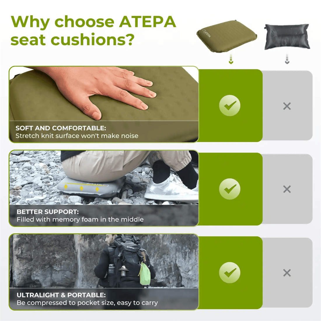 ATEPA Inflatable Foam Seat Cushion Twin Pack