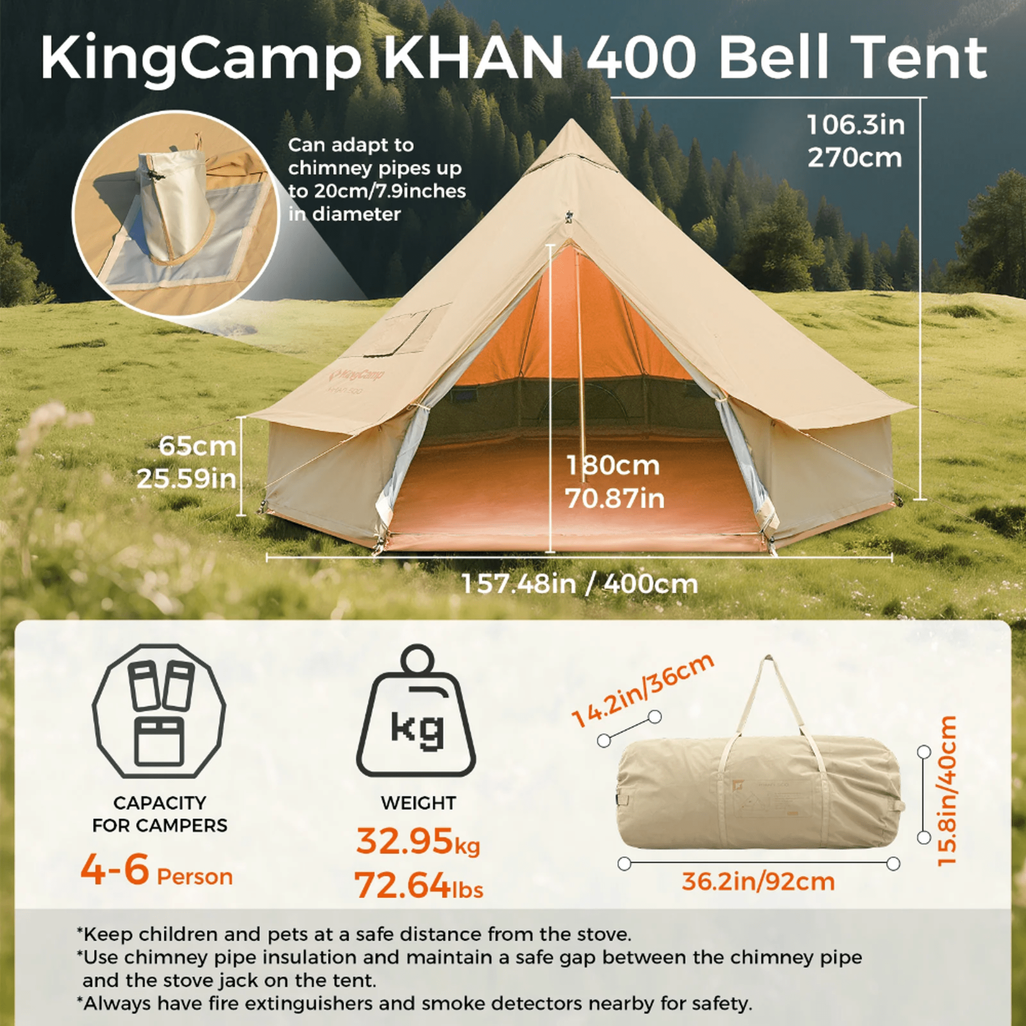 KingCamp KHAN 400 Canvas Bell Tent