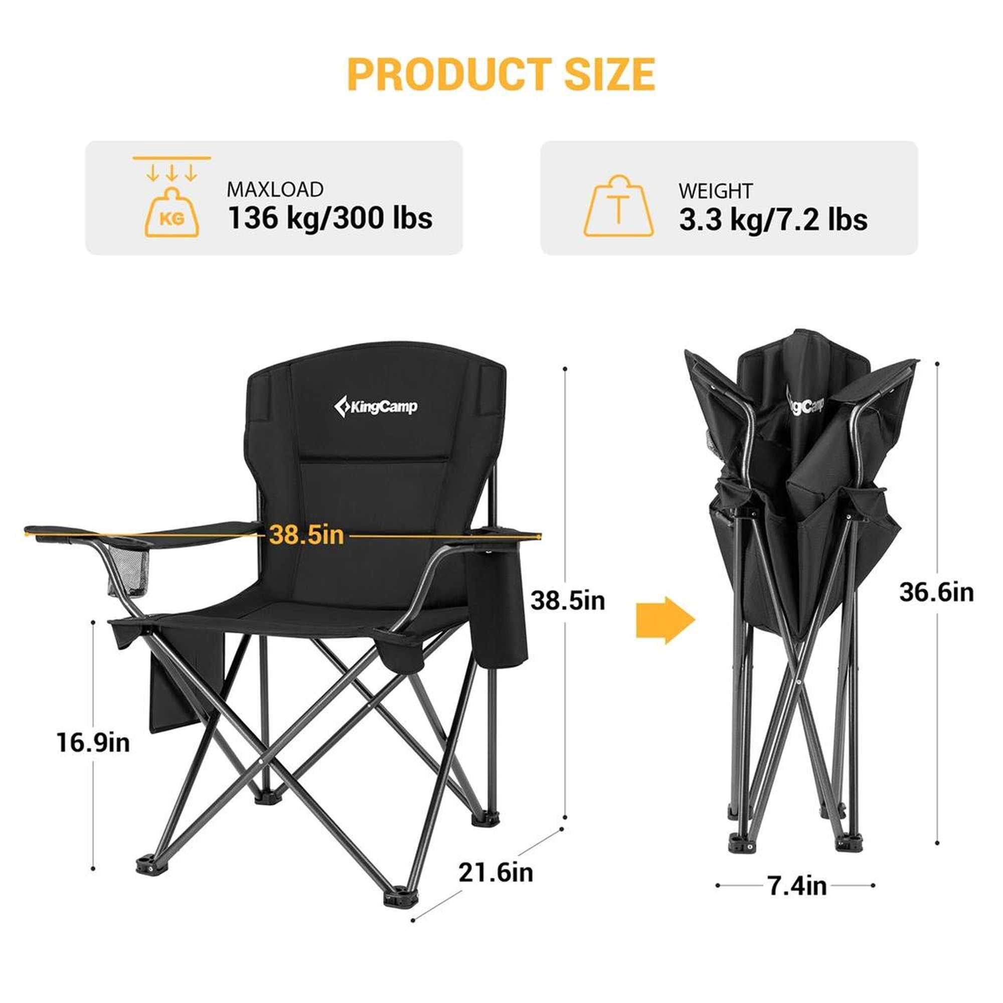 Kingcamp Juniper Plus Chair Black