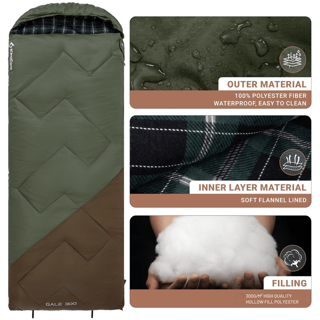 KingCamp GALE 300 Sleeping Bag With Hood
