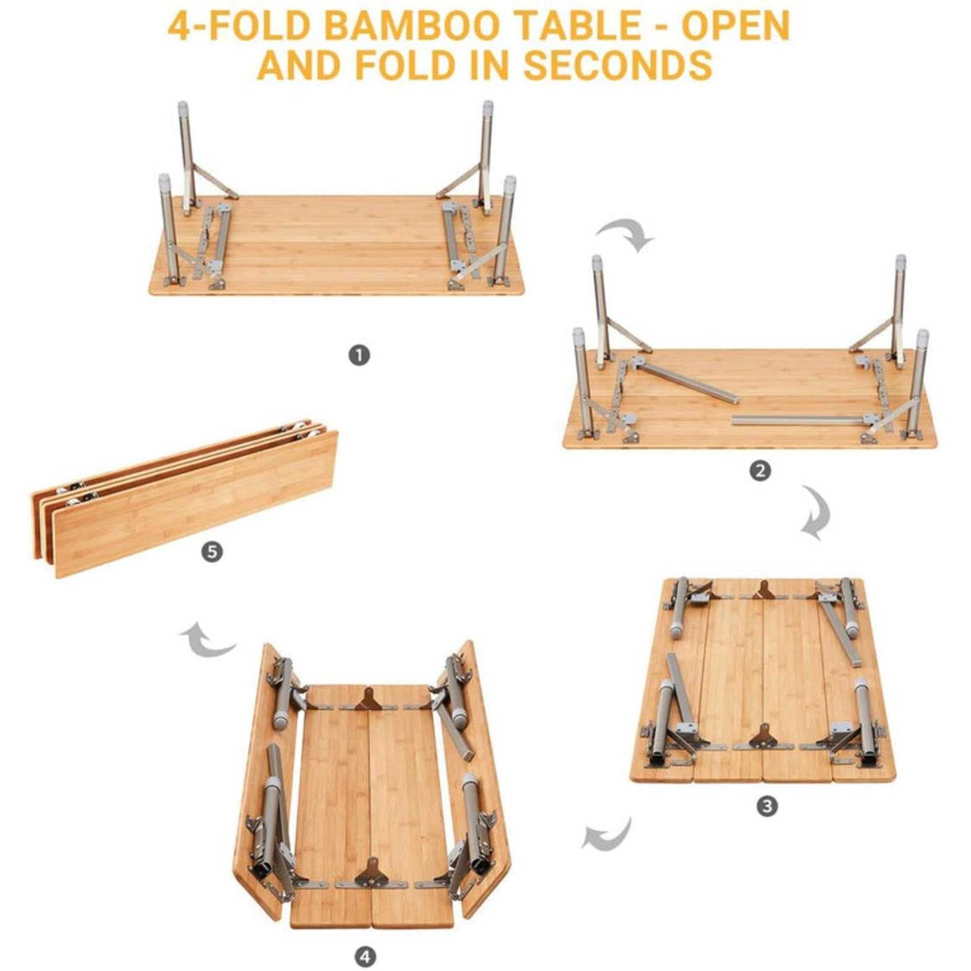 ATEPA Bamboo Folding Camping Table