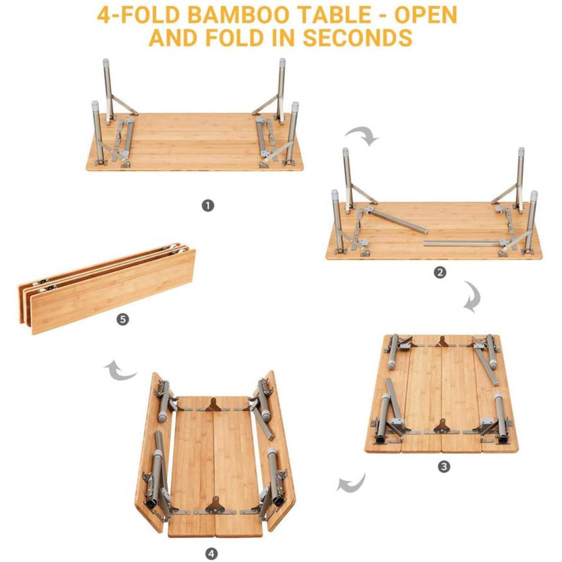 ATEPA Bamboo Folding Camping Table