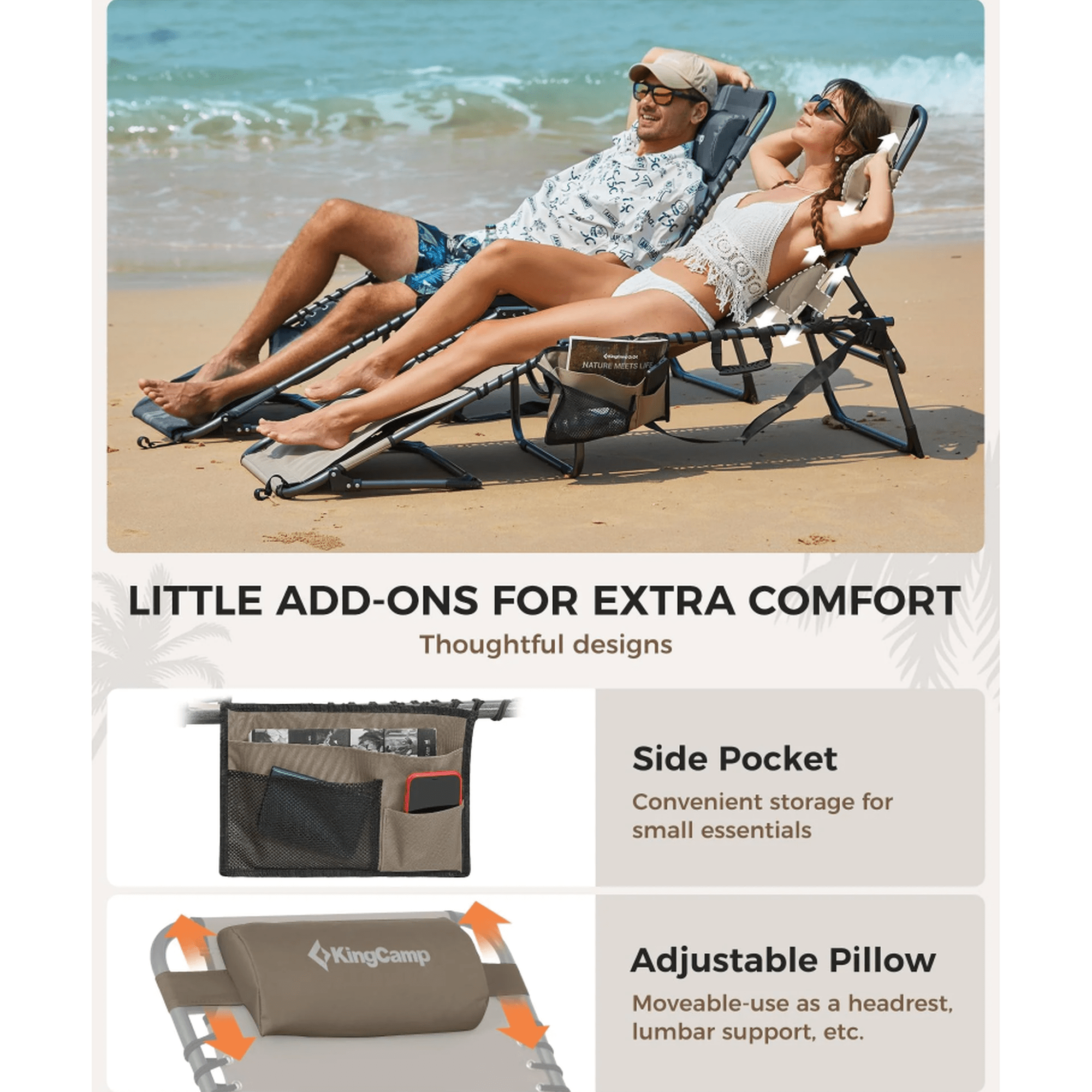 KingCamp MAGNOLIA Folding Sun Lounger Plus