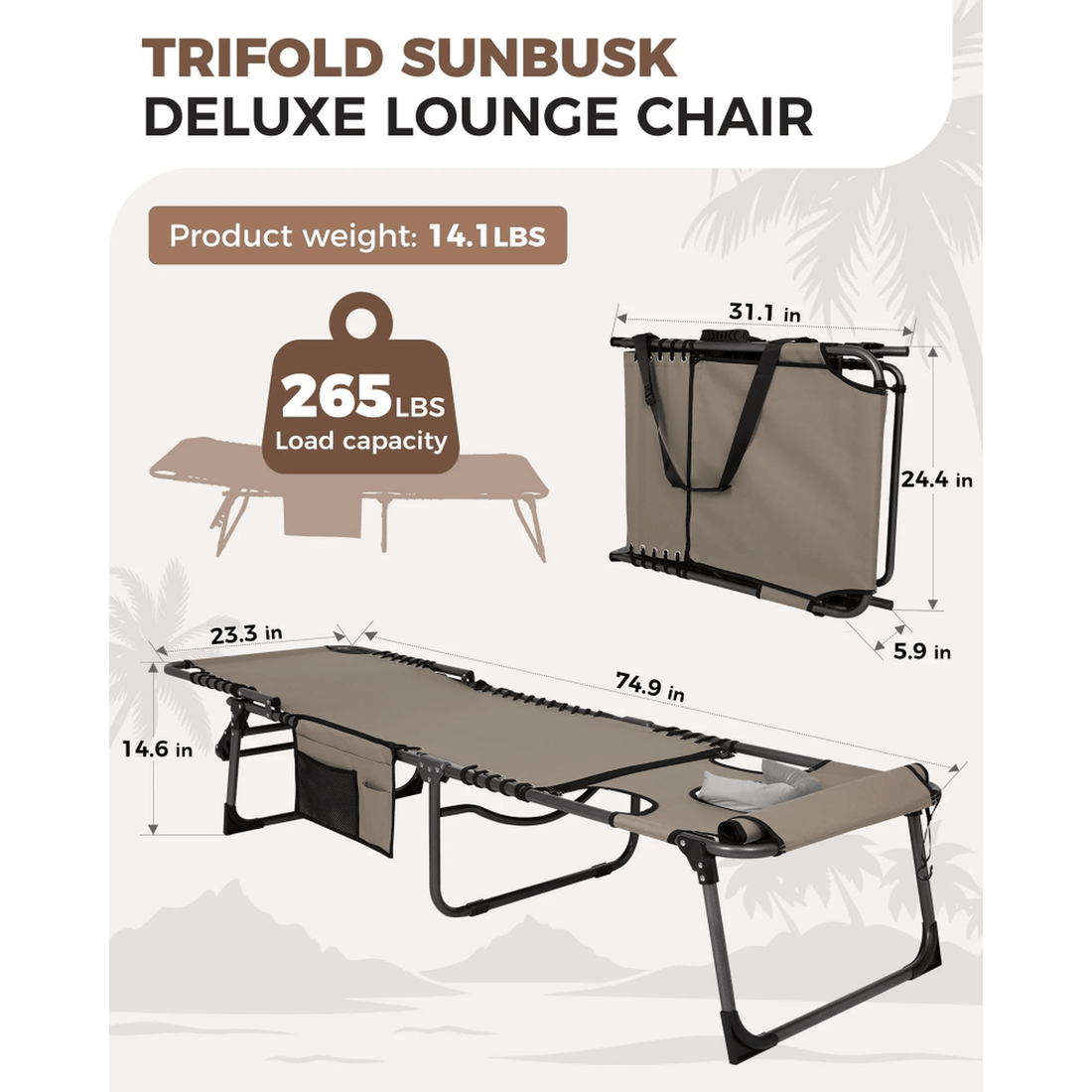 KingCamp MAGNOLIA Folding Sun Lounger Plus