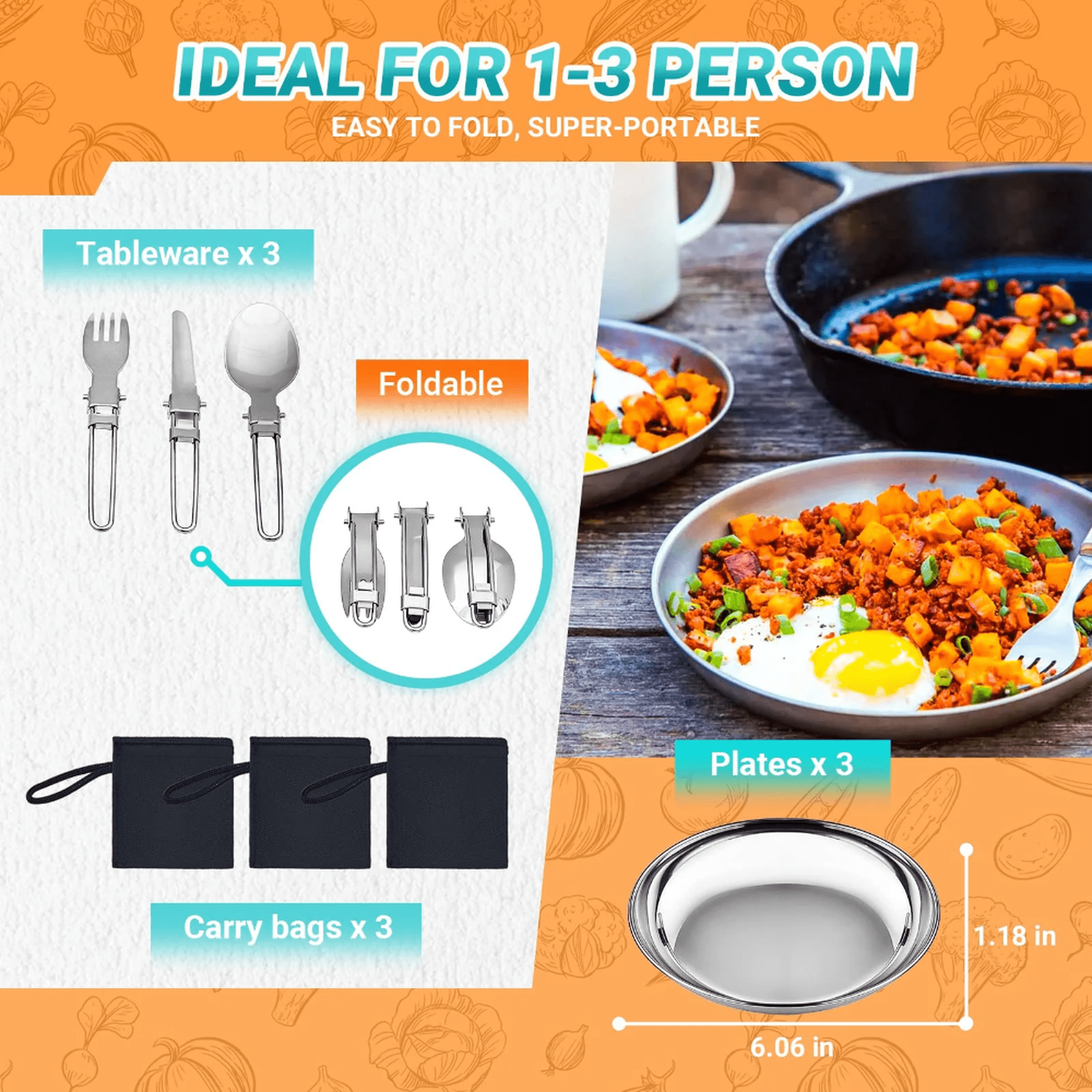 KingCamp ADVENTURER Stainless Steel 3P Cookware Set