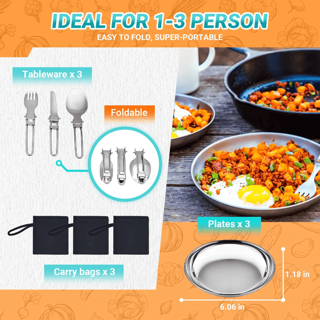 KingCamp ADVENTURER Stainless Steel 3P Cookware Set