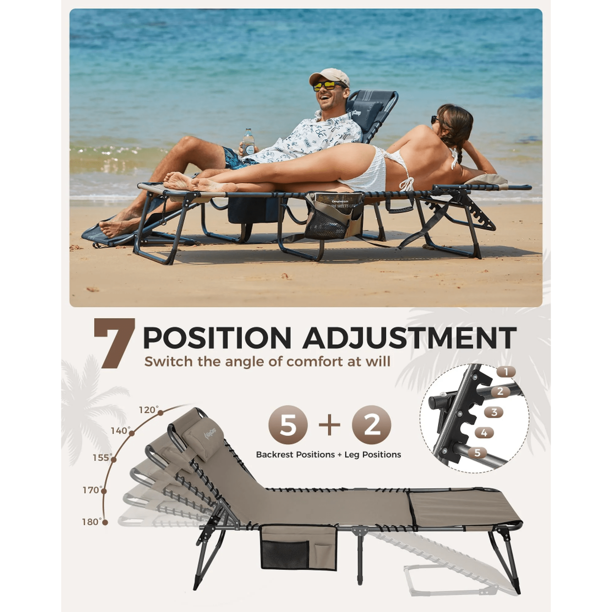 KingCamp MAGNOLIA Folding Sun Lounger Plus