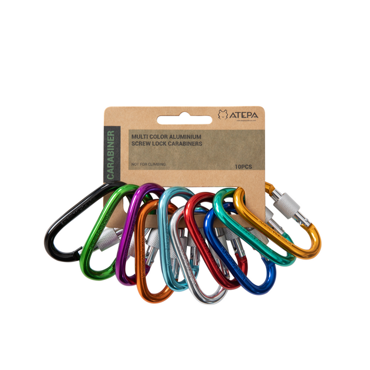 ATEPA Screw Lock Camping Carabiner set of 10