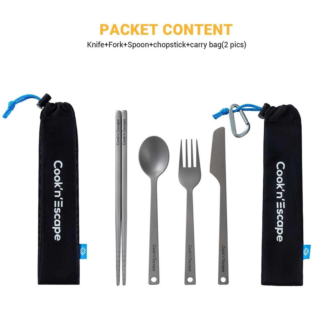 Cook'n'Escape 4-Piece Titanium Durable Cutlery Set