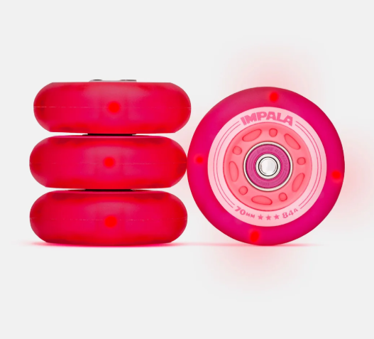 Impala Inline LIGHT UP Wheels 4PK - Pink / Red