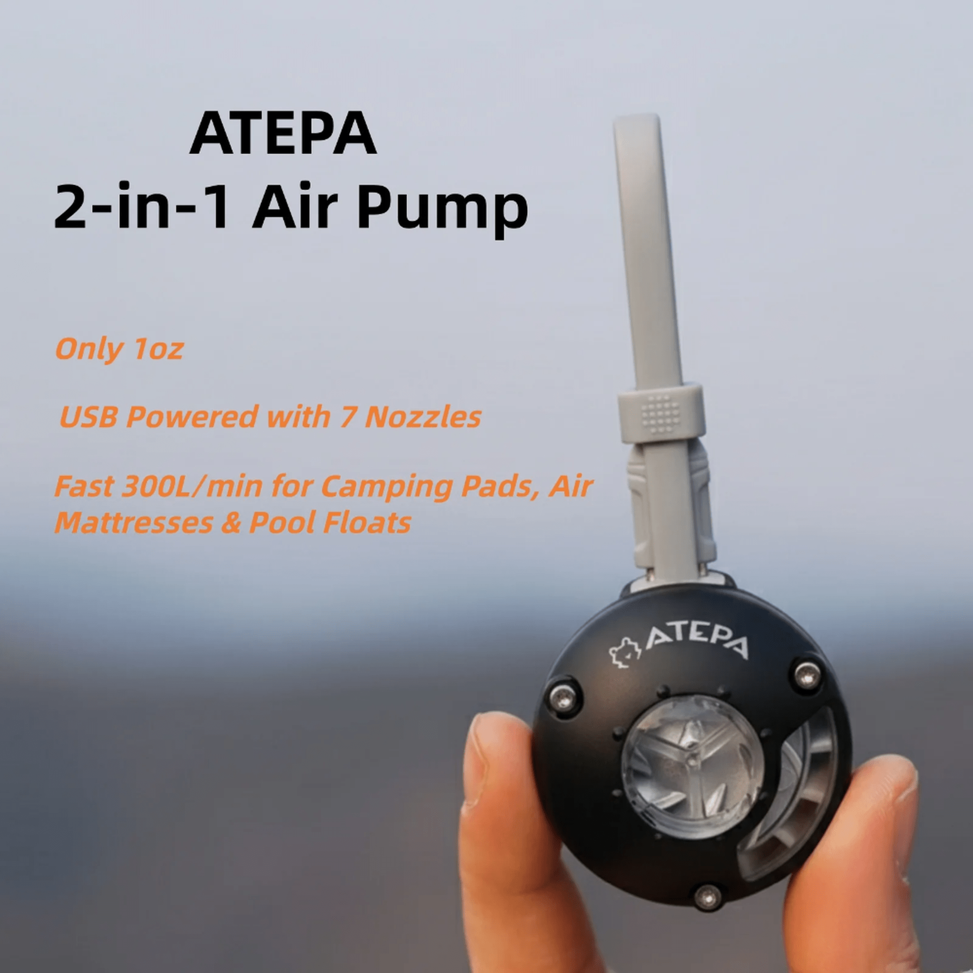 ATEPA 2-in-1 Ultra-Mini Air Pump