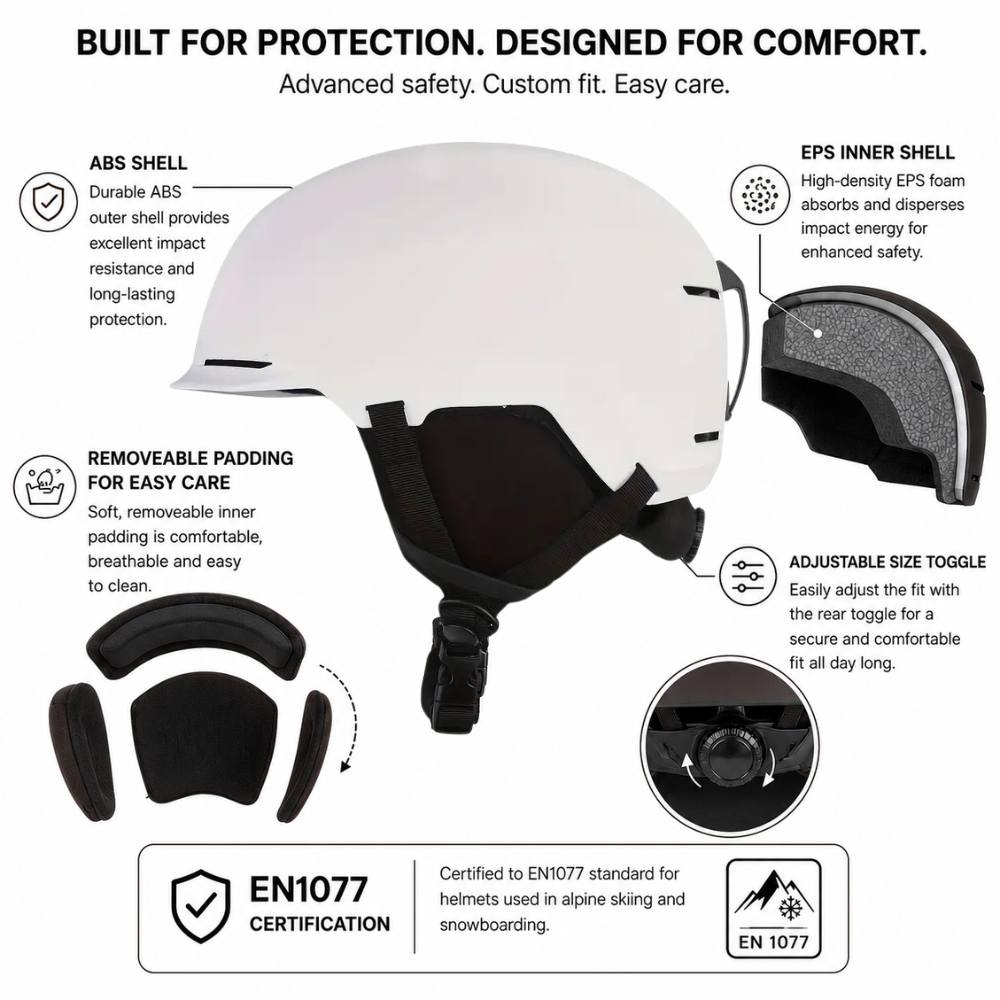 540 Blank Snow Helmet White