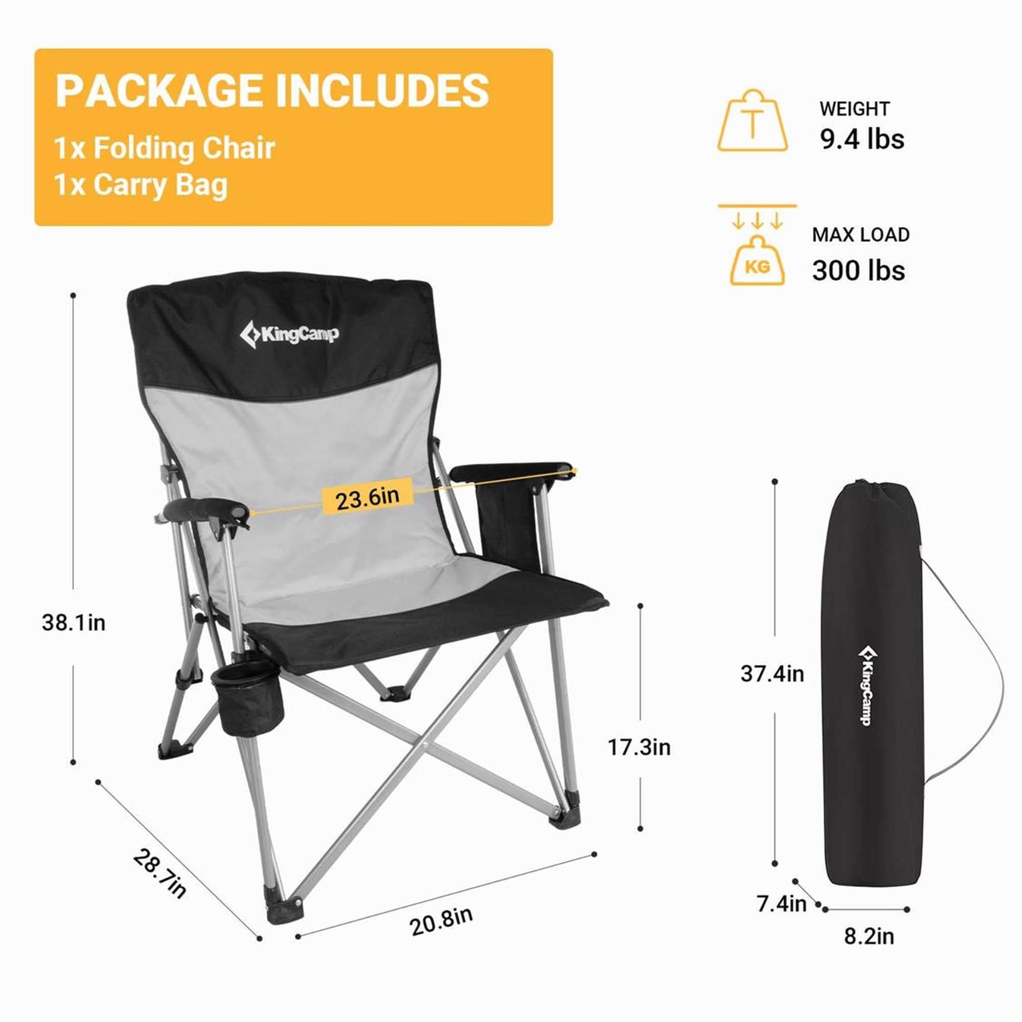 KingCamp Padded Outdoor Camping Lounge Chair