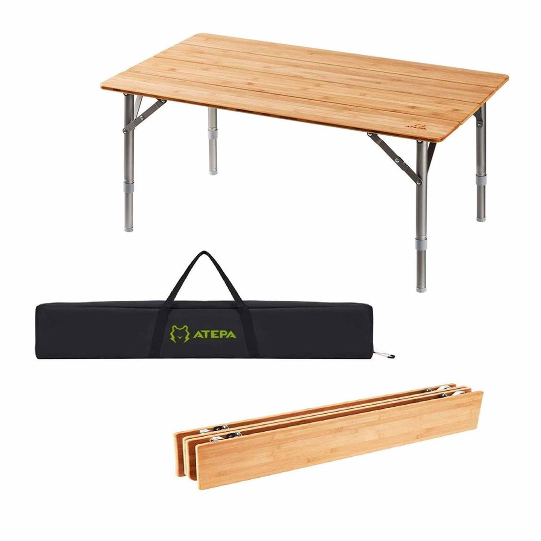 ATEPA Bamboo Folding Camping Table