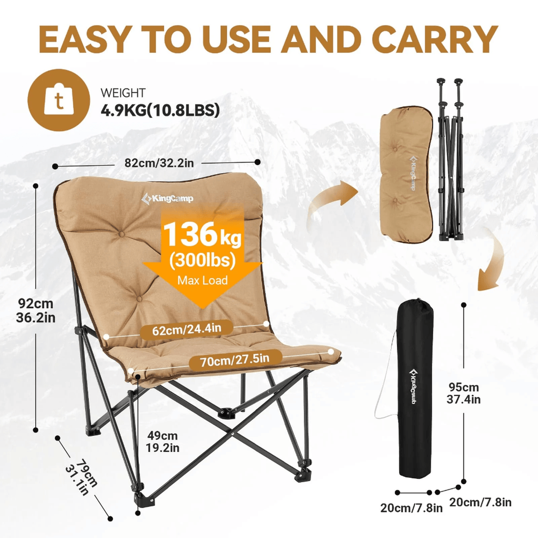 KingCamp LEMON Padded Butterfly Folding chair