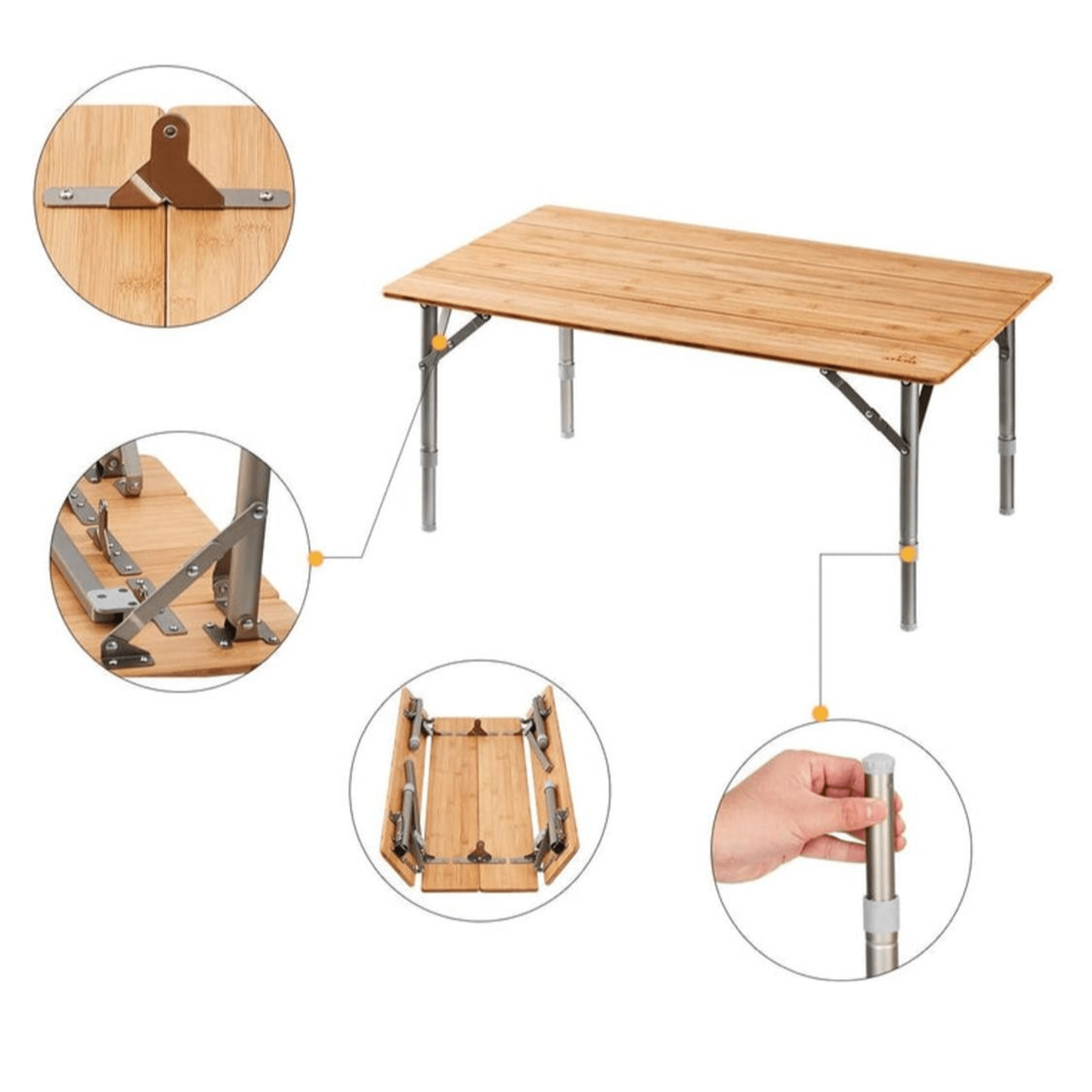 ATEPA Bamboo Folding Camping Table