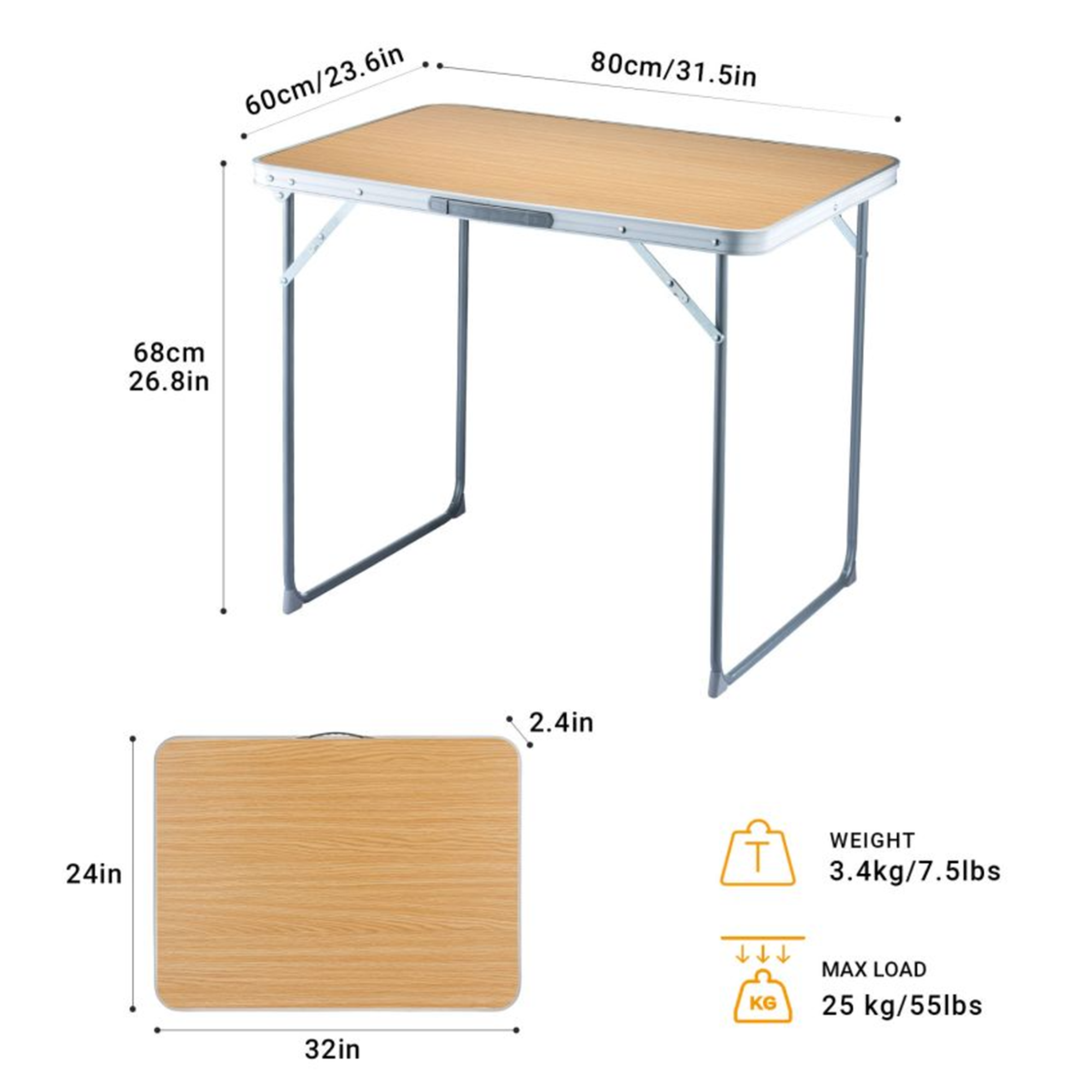 FUNDANGO Portable Table Lightweight Foldable