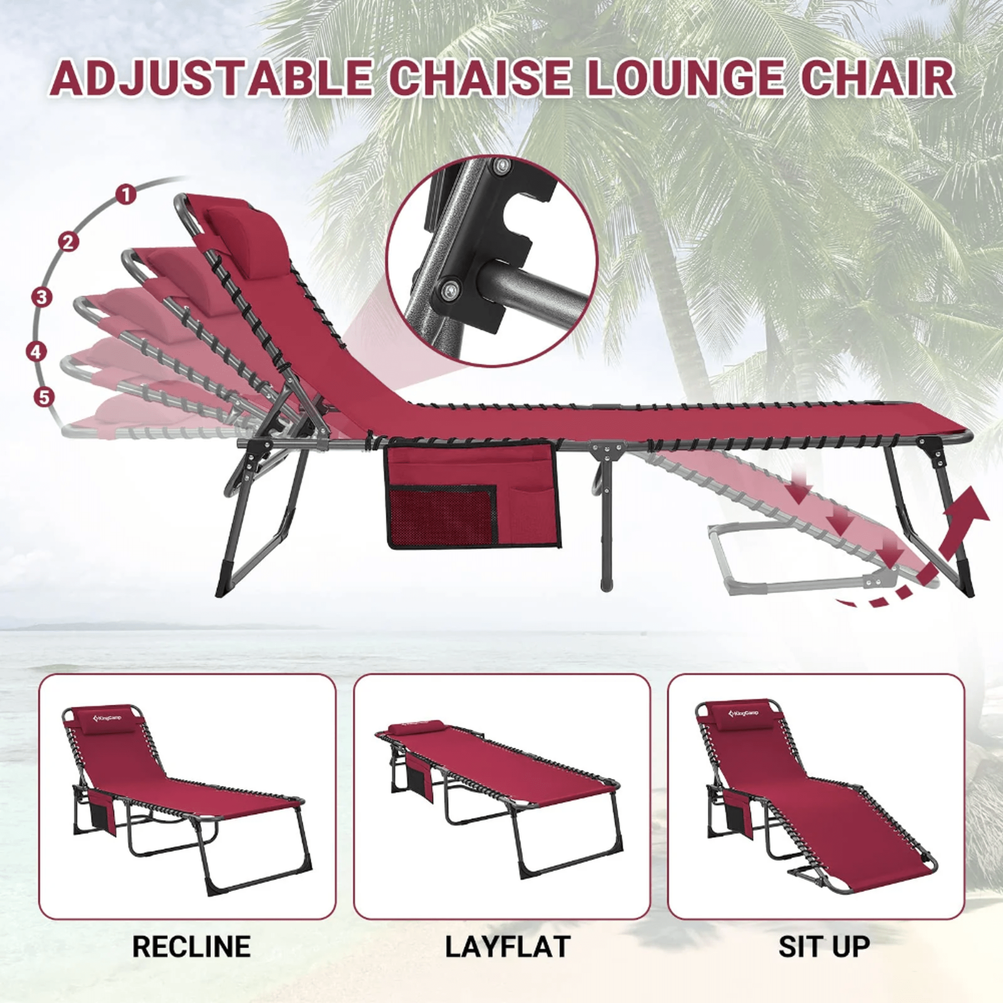 KingCamp Berlin Folding Sun Lounger
