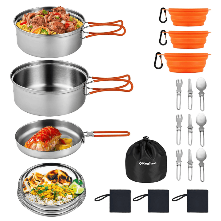 KingCamp ADVENTURER Stainless Steel 3P Cookware Set