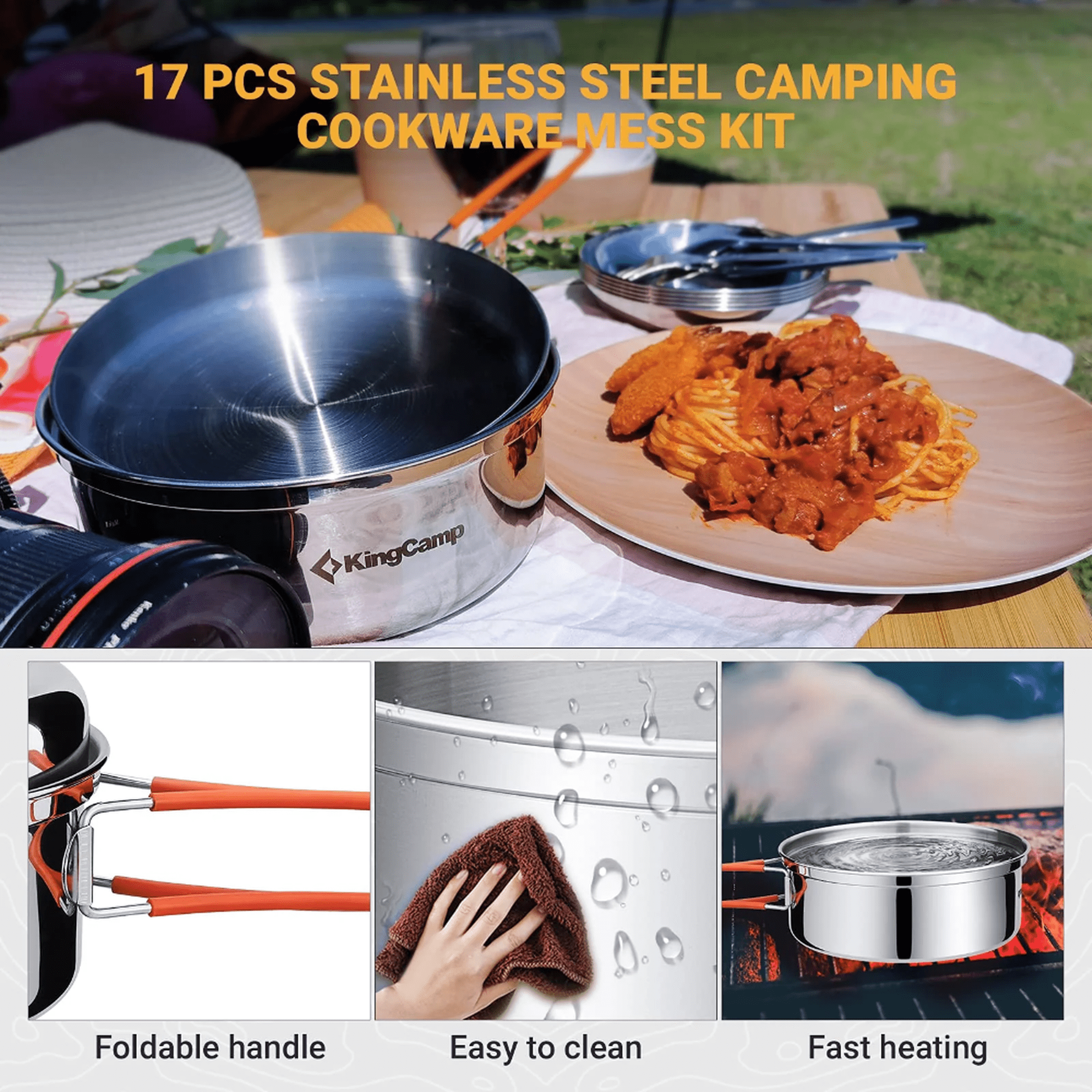 KingCamp ADVENTURER Stainless Steel 3P Cookware Set