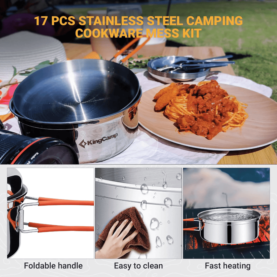 KingCamp ADVENTURER Stainless Steel 3P Cookware Set